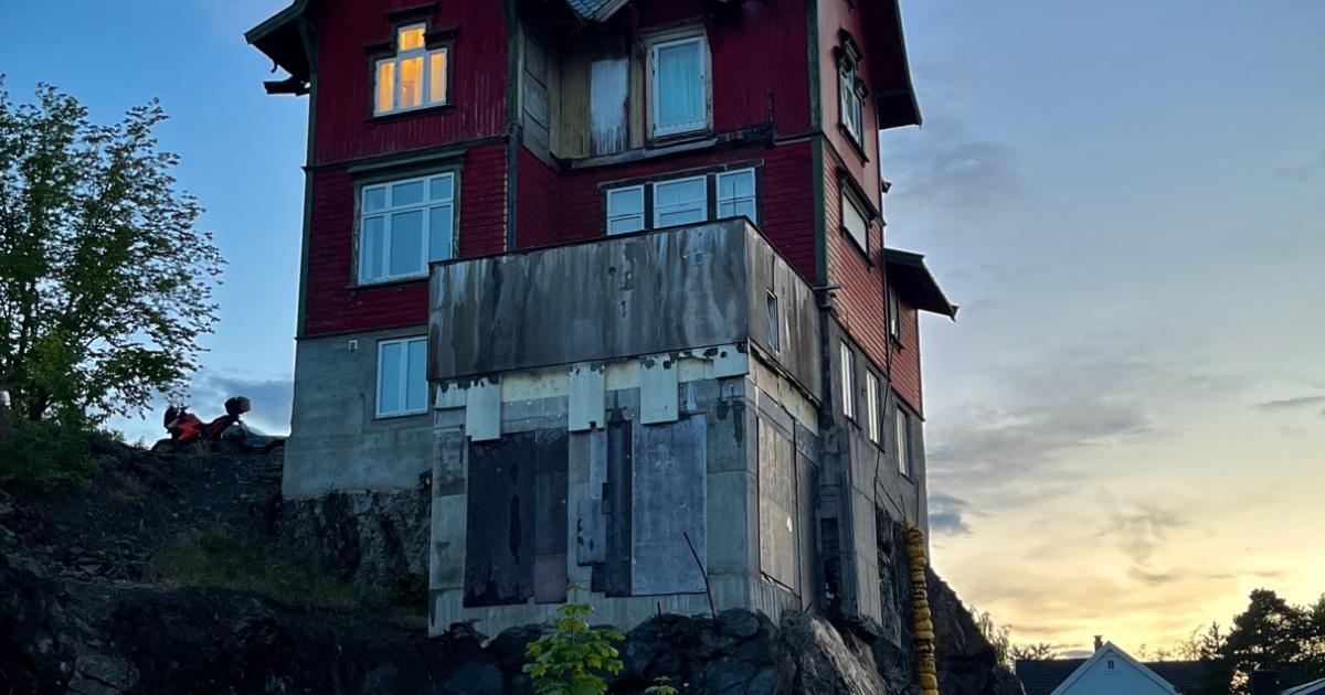 House on top in sunset